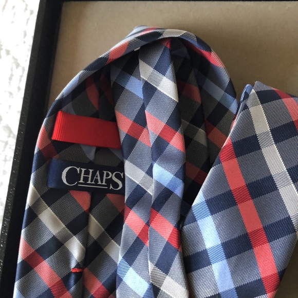 Mens silk plaid Chaps silk tie - Picture 3 of 3